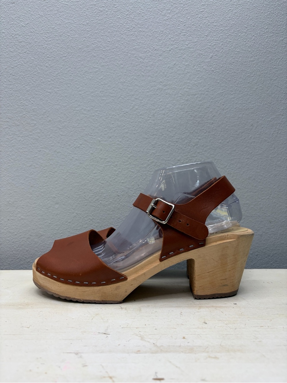 Lotta From Stockholm Brown Leather Swedish Clogs Size 41